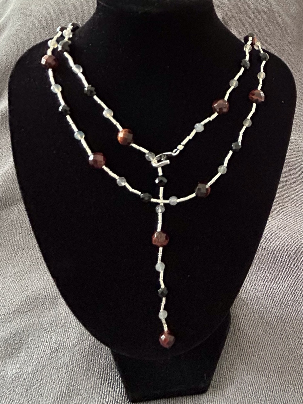 Grace & Heart Tigress Lariat Gemstone Necklace in Sterling Silver - C-1660-SS
